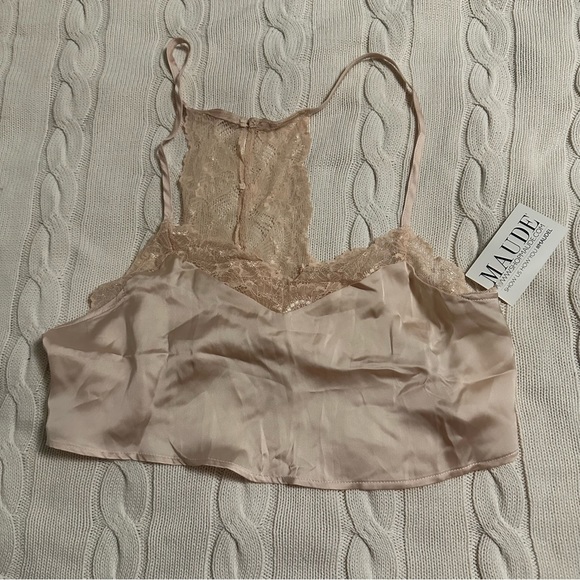 Maude Intimates Silky Lace Cami Slip Champagne Size M/L NWT - Picture 1 of 7